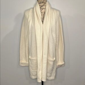 J. Crew open front wool blend long cardigan sweater cream ivory M
